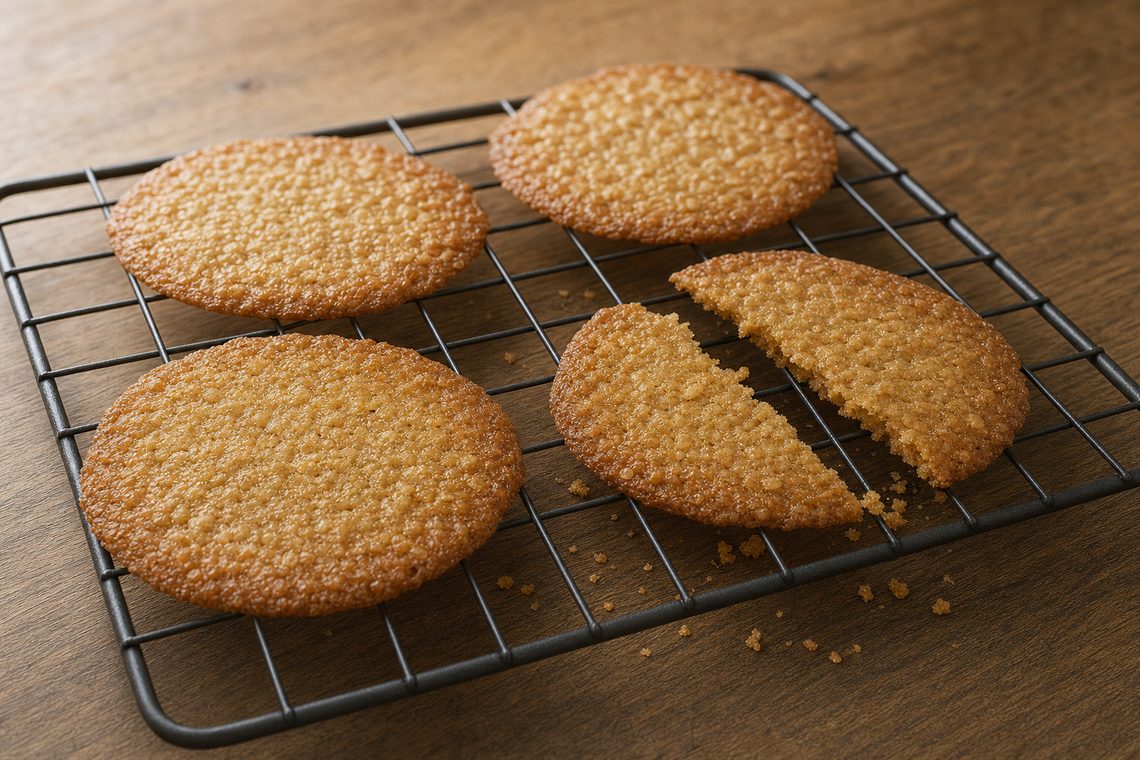White sugar instead of brown, more butter, fewer oats. Everything aimed at spreading thin and crisping.